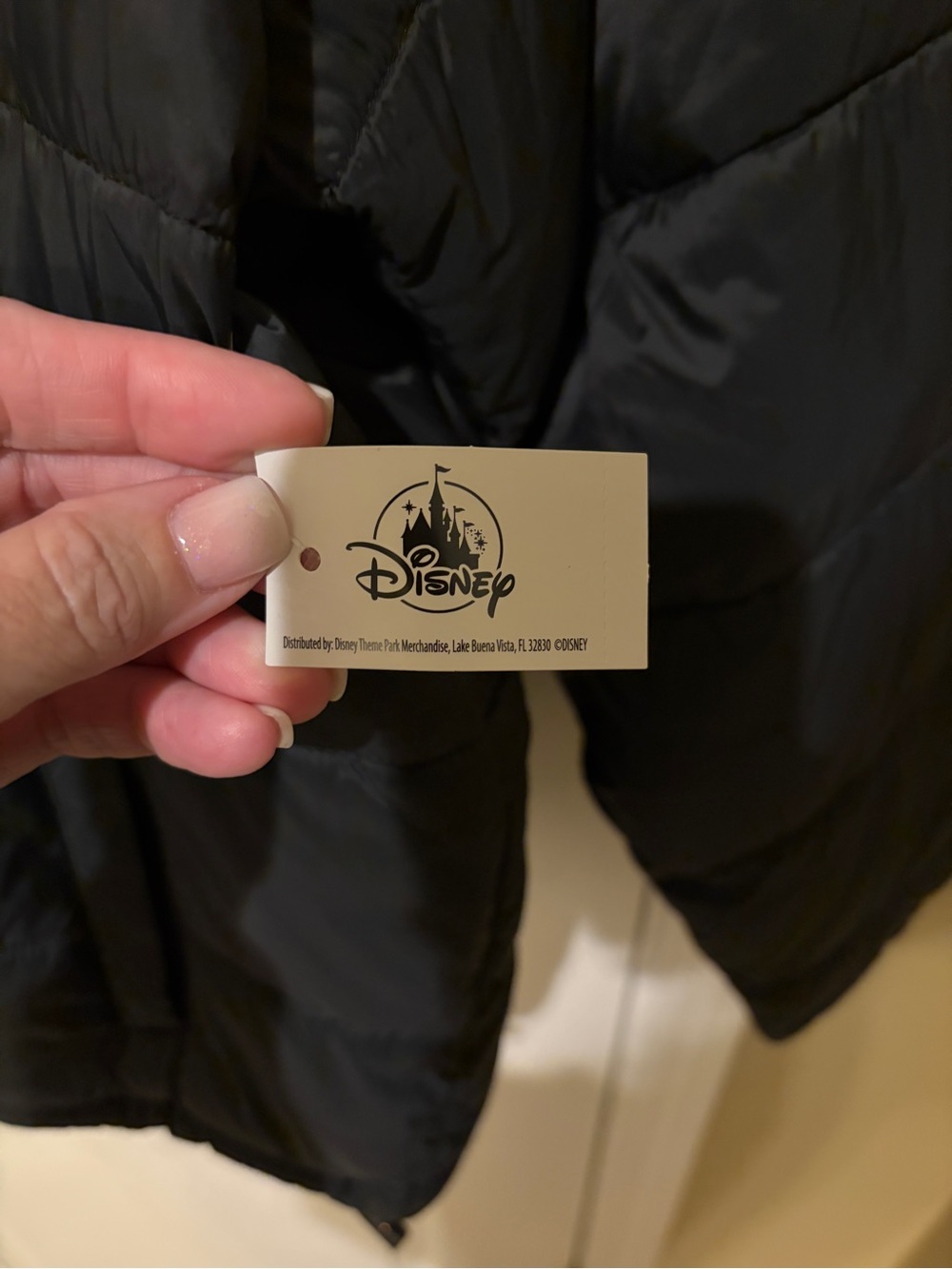 Disney Black Hooded Puffer Jacket with Disneyland Back Logo - Picture 6 of 6